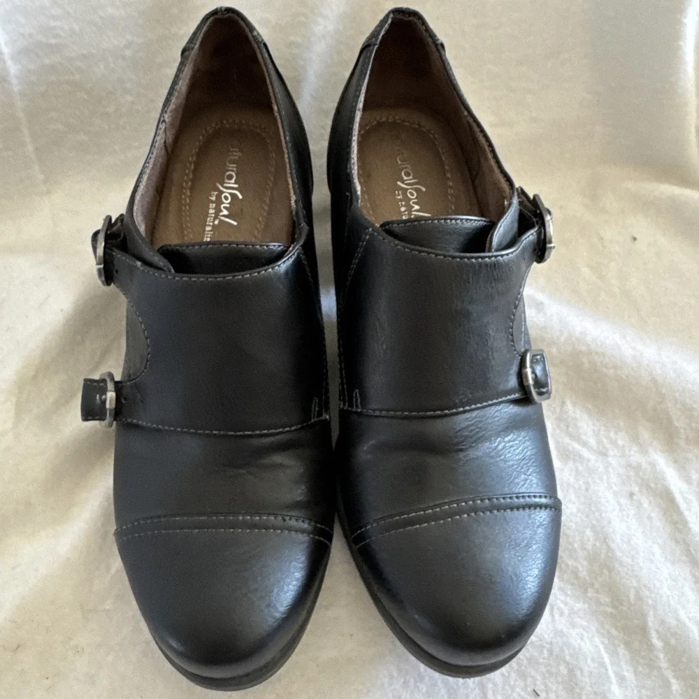 SOUL Naturalizer Keefer Pump Womens Size 7 M Black‎ Leather Monk Strap Mule